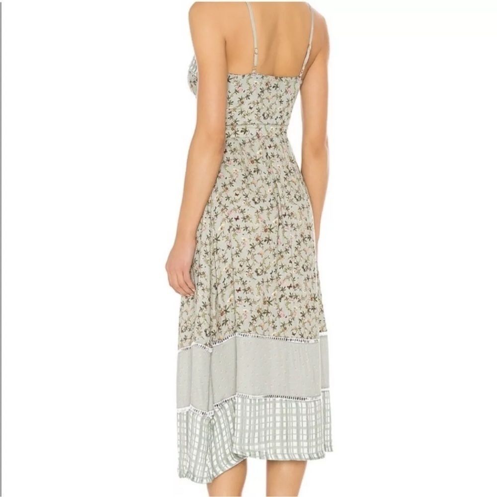 Agua Bendita Karen Midi Long Dress Seagreen Geen Floral Button Front Slit S - Picture 12 of 12